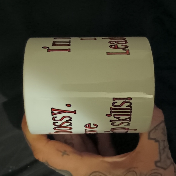 NOT BOSSY/LEADERSHIP;white glass mug. For tea and coffee - Picture 2 of 6